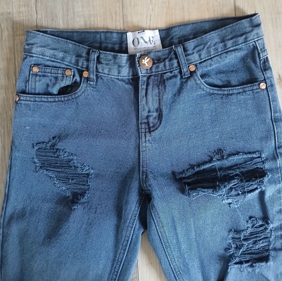 One Teaspoon Distressed Awesome Baggies Jeans Women's Size 2/24/XS - Picture 4 of 5